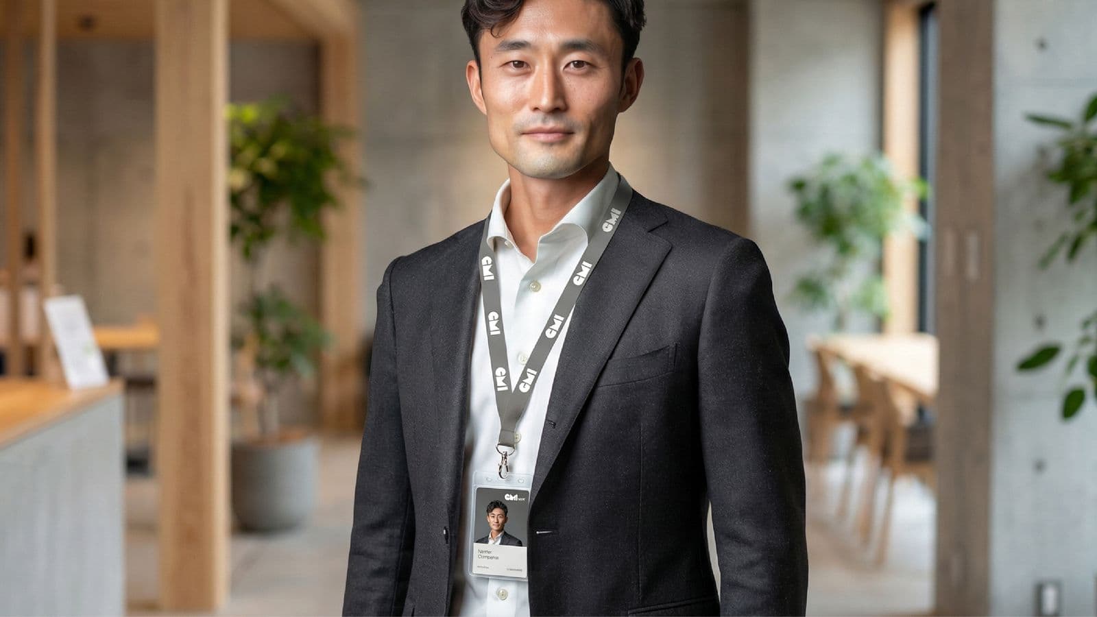 ブランドブックより、オフィスに立つ人物のポートレート